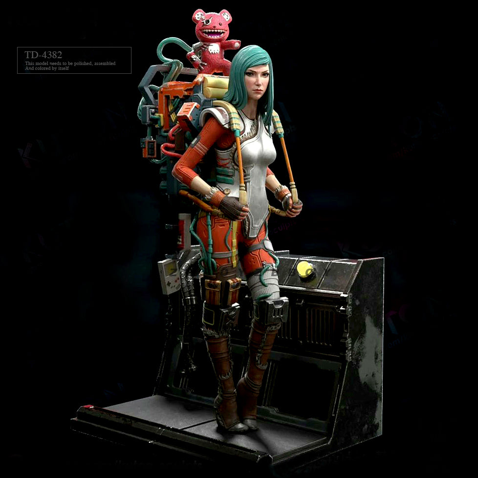 1/24 76mm Resin Steampunk Model Kit Beautiful Girl Sci-Fi TD-4382 Unpainted