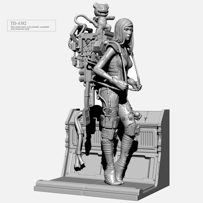 1/24 76mm Resin Steampunk Model Kit Beautiful Girl Sci-Fi TD-4382 Unpainted