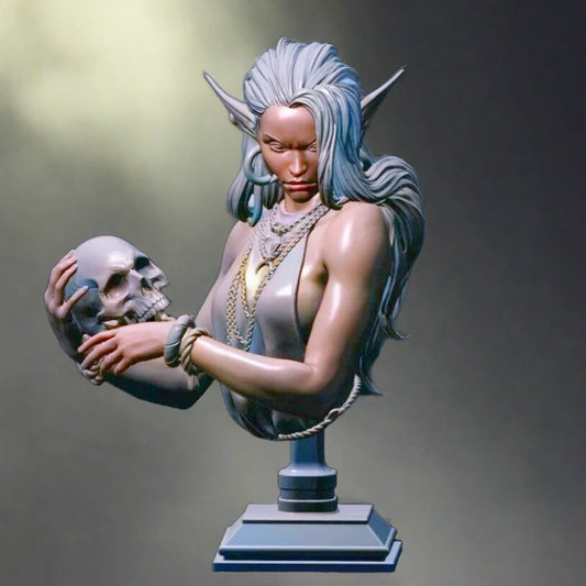 60mm BUST 3D Print Model Kit Beautiful Girl Woman Dark Elf Unpainted