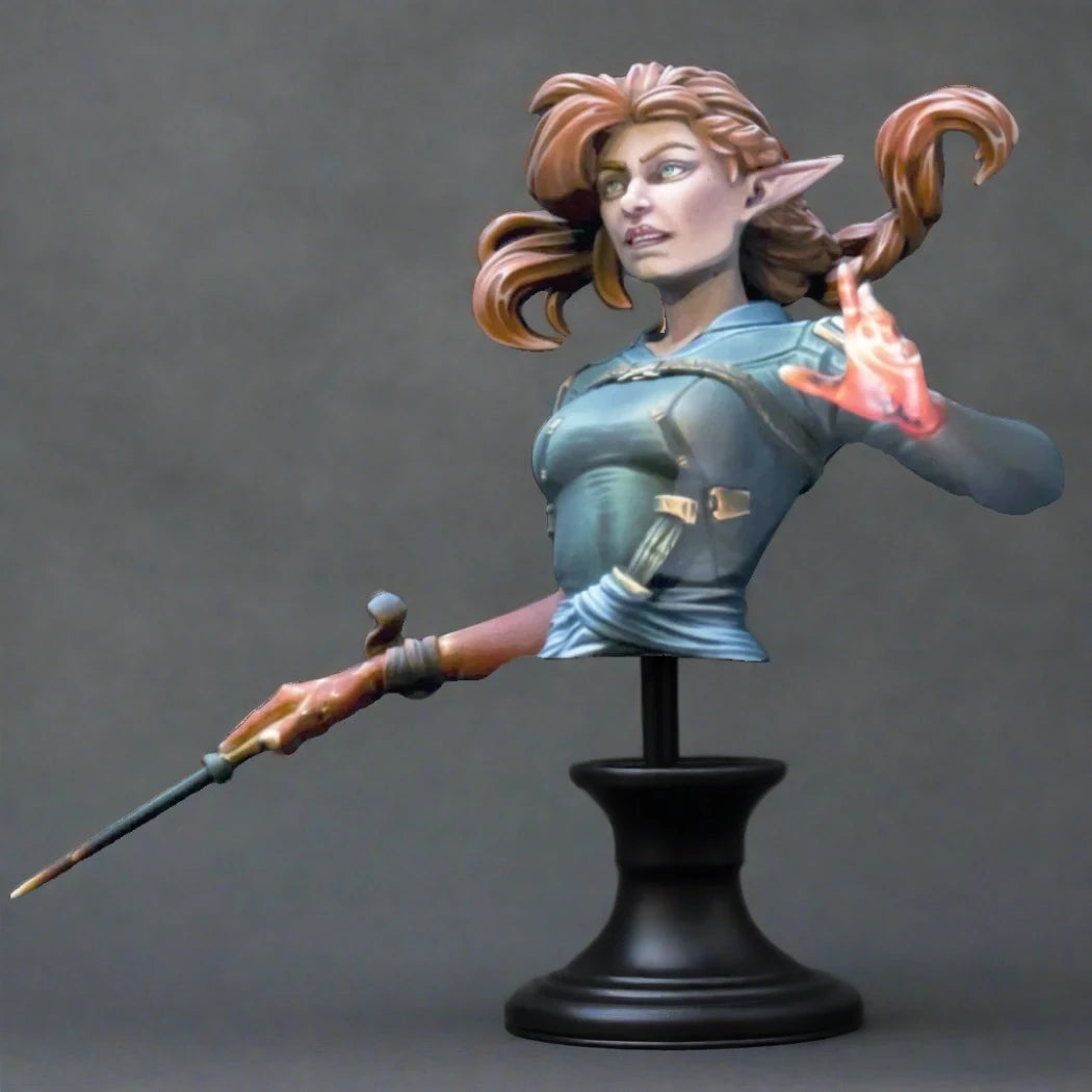 60mm BUST 3D Print Model Kit Beautiful Girl Wizard Mage (no base) Unpainted