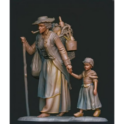 1/32 Resin Model Kit Wanderers Merchant Woman and Child Unpainted