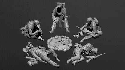 1/16 5pcs Resin Model Kit German Soldiers Infantry WW2 Unpainted