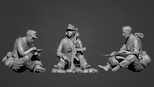 1/16 3pcs Resin Model Kit German Soldiers on Rest Infantry WW2 Unpainted