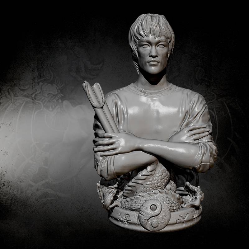 220mm BUST 3D Print Model Kit Bruce Lee Master of Martial Arts Movie Unpainted