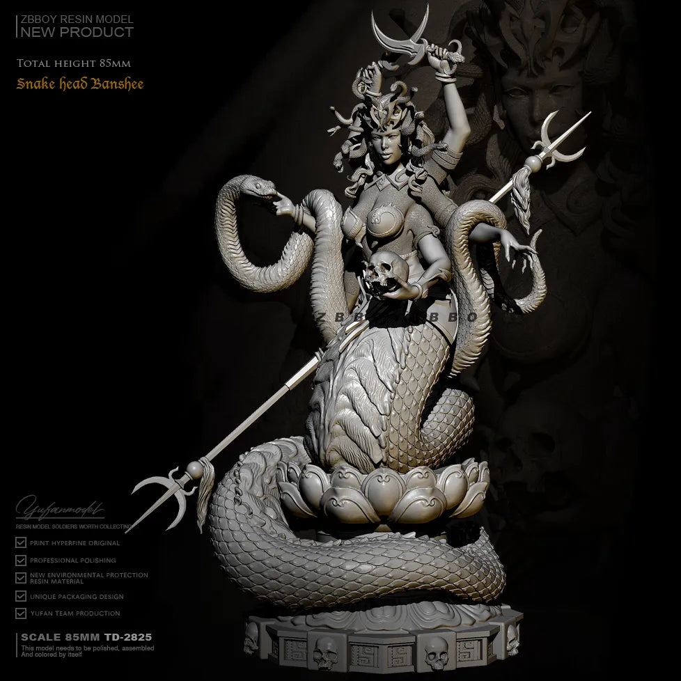 1/24 75mm Resin Model Kit Girl Snake Woman Medusa TD-2825 Unpainted