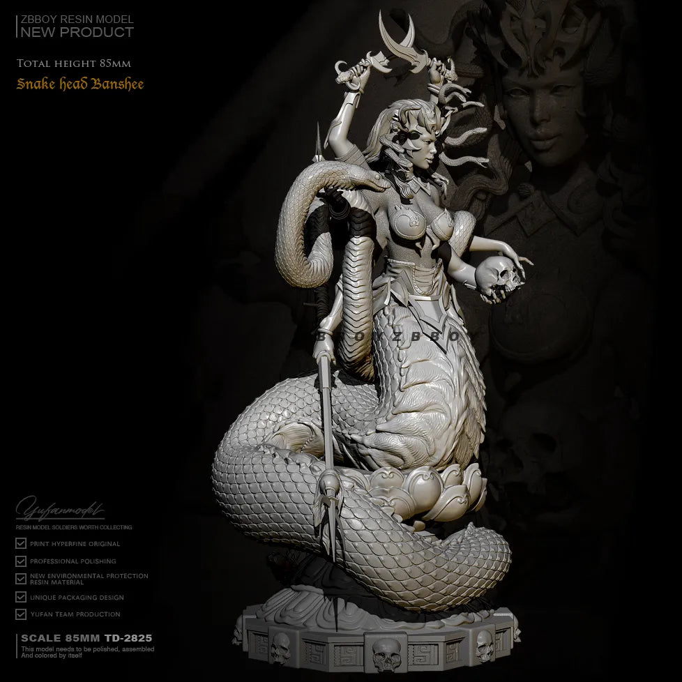 1/24 75mm Resin Model Kit Girl Snake Woman Medusa TD-2825 Unpainted