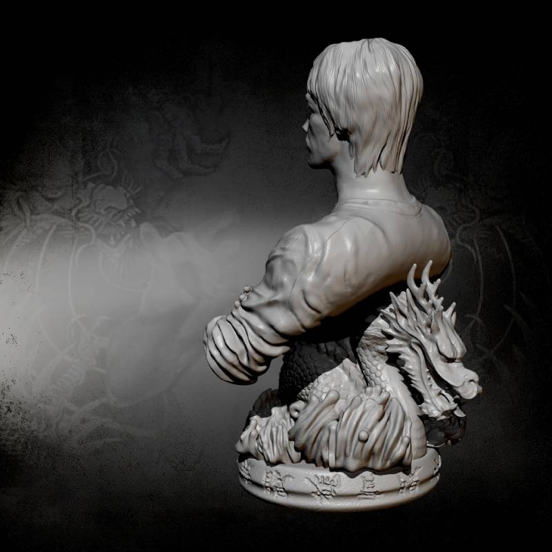 220mm BUST 3D Print Model Kit Bruce Lee Master of Martial Arts Movie Unpainted