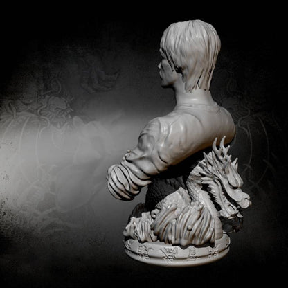 220mm BUST 3D Print Model Kit Bruce Lee Master of Martial Arts Movie Unpainted