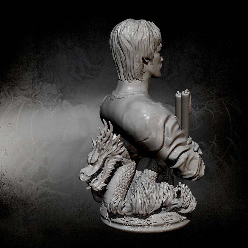 220mm BUST 3D Print Model Kit Bruce Lee Master of Martial Arts Movie Unpainted