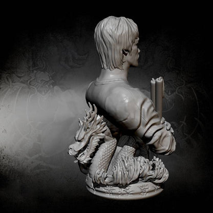 220mm BUST 3D Print Model Kit Bruce Lee Master of Martial Arts Movie Unpainted