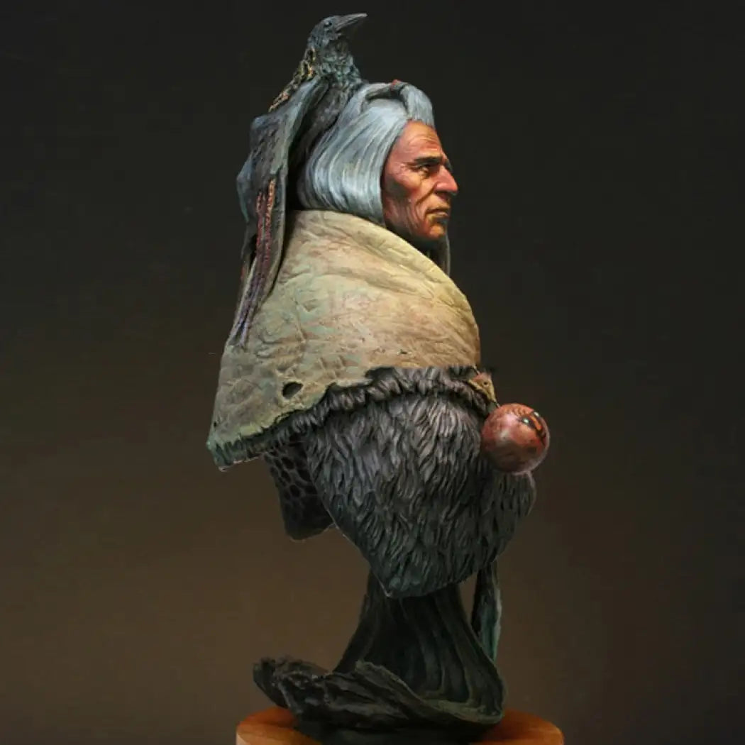 1/10 BUST Resin Model Kit Native American Indian Chief Black Raven Unpainted