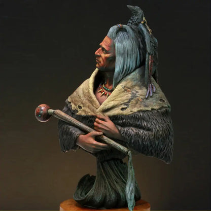 1/10 BUST Resin Model Kit Native American Indian Chief Black Raven Unpainted
