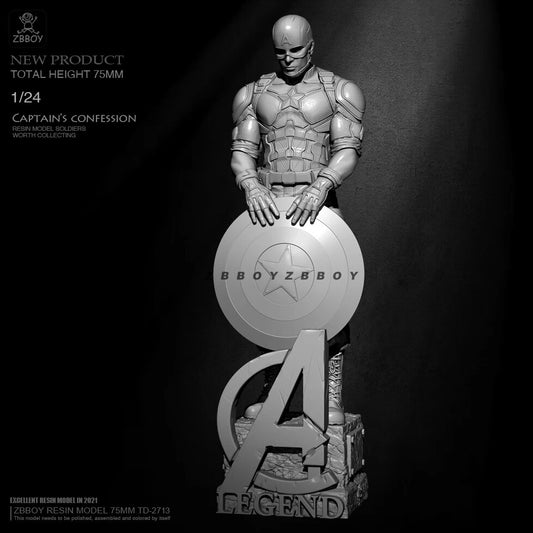 1/24 75mm Resin Superhero Model Kit Captain America TD-2713 Unpainted