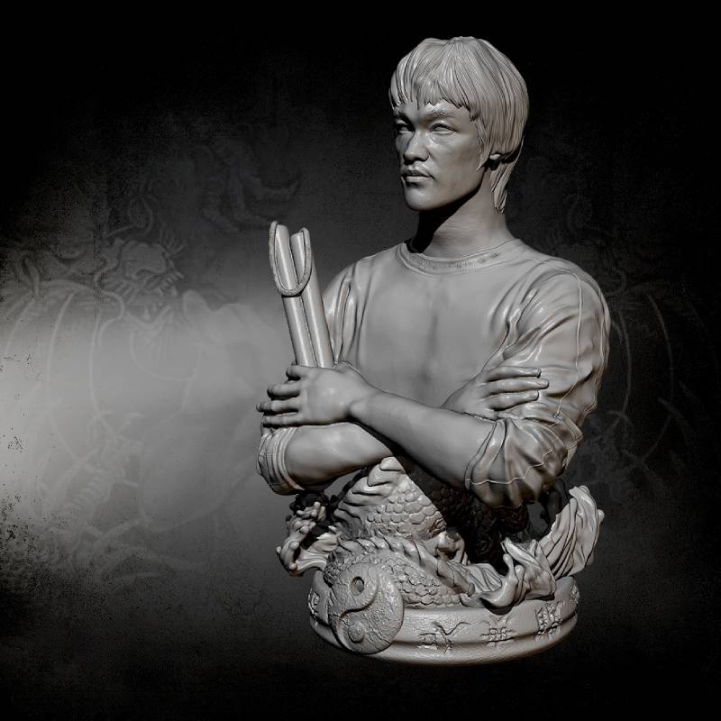220mm BUST 3D Print Model Kit Bruce Lee Master of Martial Arts Movie Unpainted