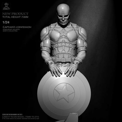 1/24 75mm Resin Superhero Model Kit Captain America TD-2713 Unpainted