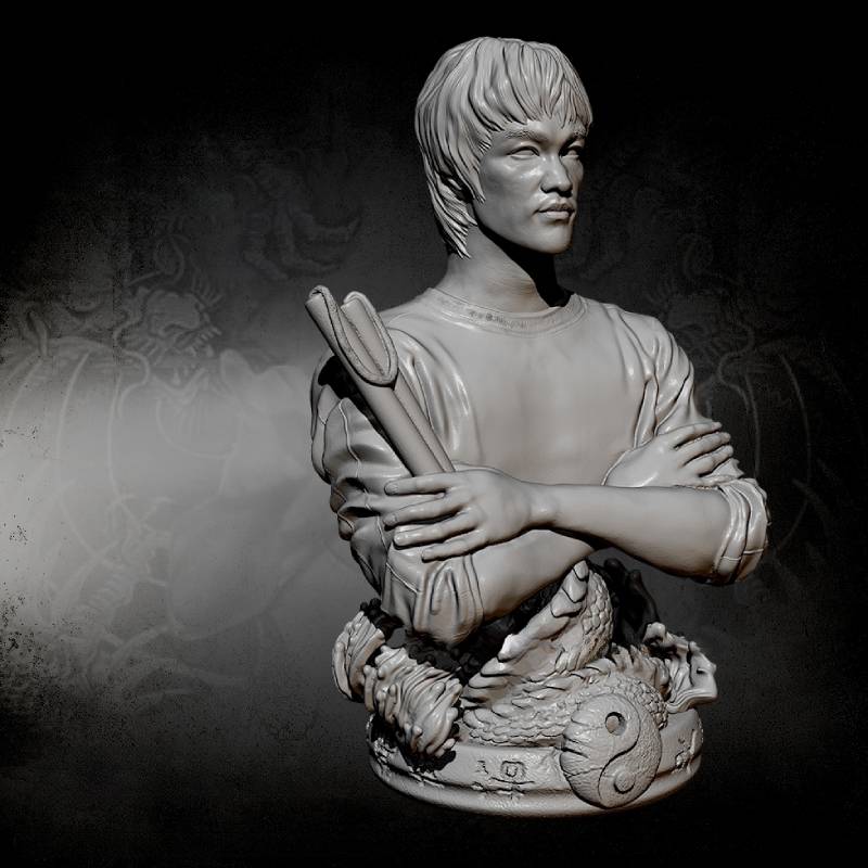 220mm BUST 3D Print Model Kit Bruce Lee Master of Martial Arts Movie Unpainted
