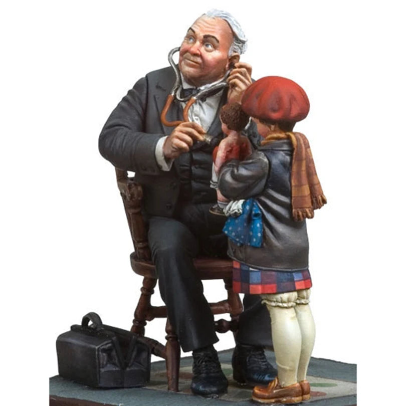 1/32 Resin Model Kit Grandfather & Granddaughter Doctor & Child Unpainted
