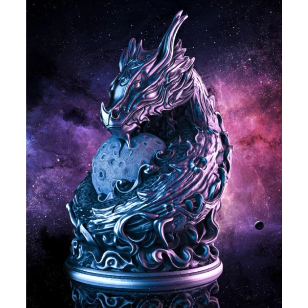 Digital STL Moon Dragon Bust