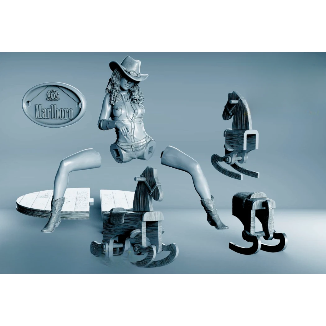 Digital STL Toy Cowboy Sexy Girl