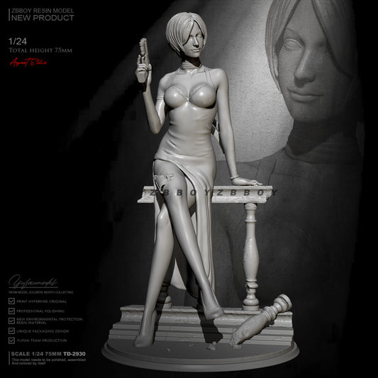 1/24 Resin Model Kit Beautiful Girl Woman Spy Resident TD-2930 Unpainted