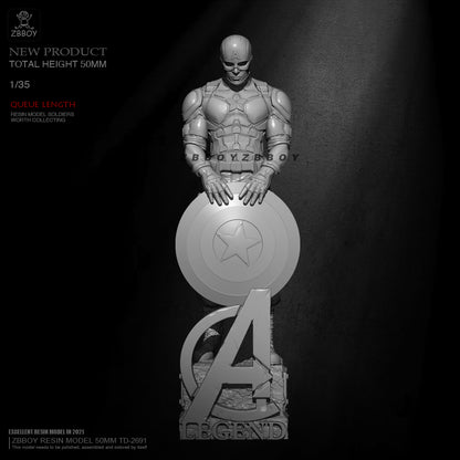 1/35 52mm Resin Superhero Model Kit Captain America TD-2691 Unpainted