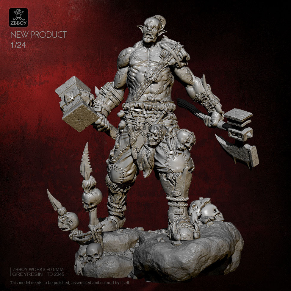 1/24 75mm Resin Model Kit Orc Warrior Berserker Warcraft TD-2245 Unpainted