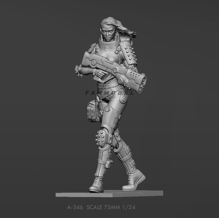 1/24 Resin Cyberpunk Model Kit Beautiful Girl Soldier A-346 Unpainted