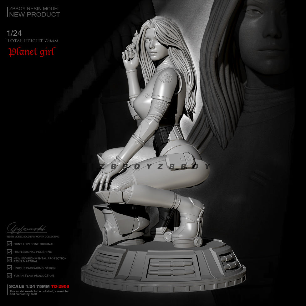 1/24 Resin Cyberpunk Model Kit Beautiful Girl Space Spy TD-2906 Unpainted