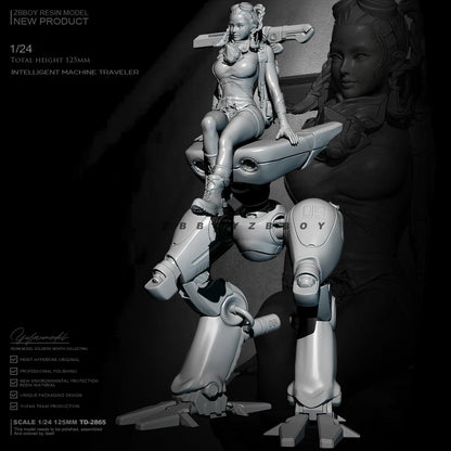 1/24 Resin Cyberpunk Model Kit Beautiful Girl and Robot Travelers TD-2865 Unpainted