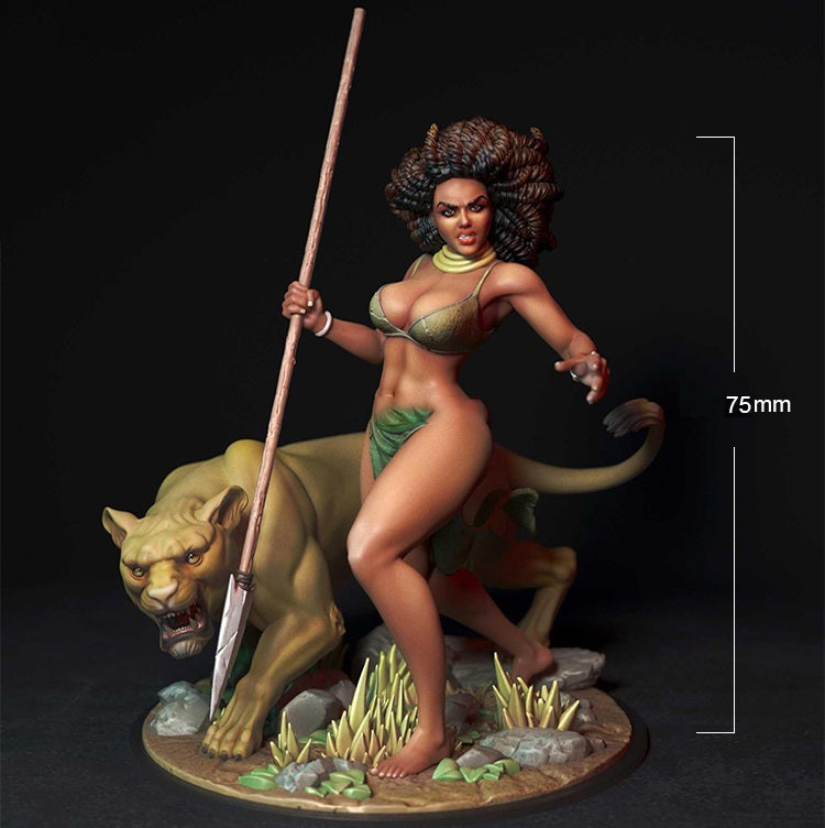 1/24 75mm Resin Model Kit Beautiful Girl Woman Barbarian Hunter TD-2758 Unpainted