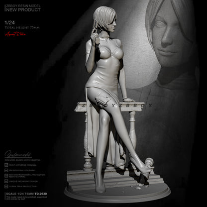 1/24 Resin Model Kit Beautiful Girl Woman Spy Resident TD-2930 Unpainted