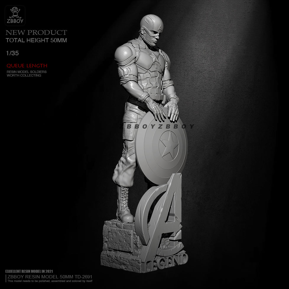 1/35 52mm Resin Superhero Model Kit Captain America TD-2691 Unpainted