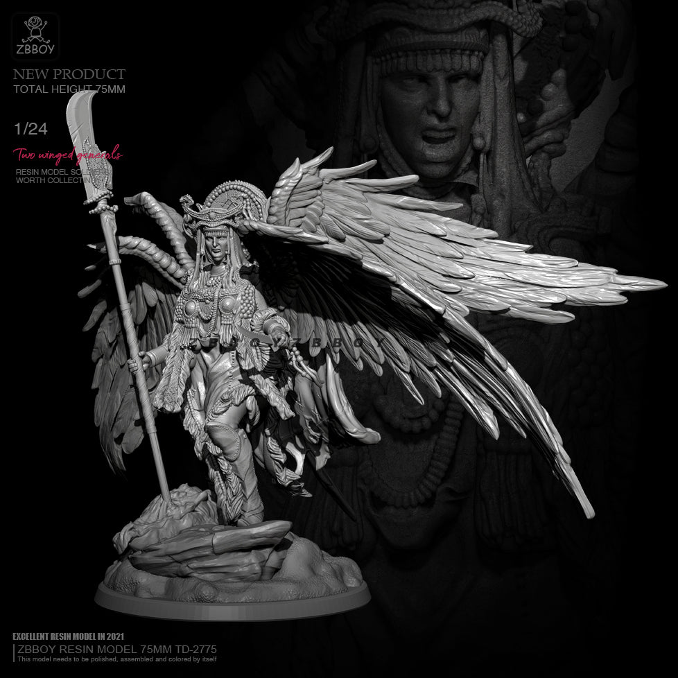 1/24 75mm Resin Model Kit Warrior Winged God Angel TD-2775 Unpainted