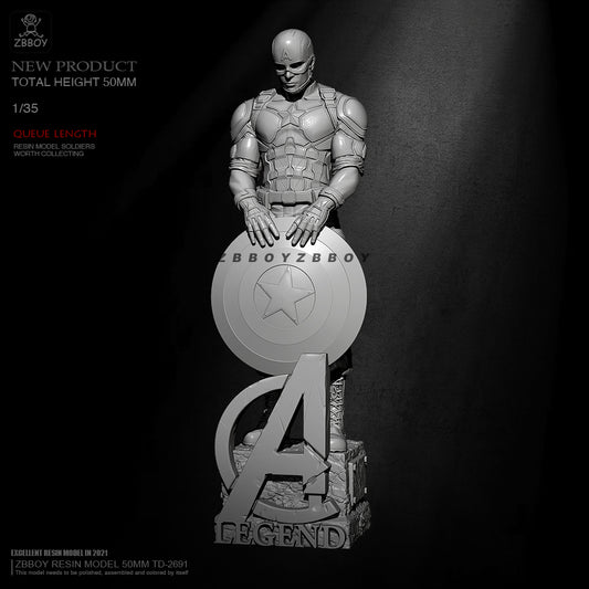 1/35 52mm Resin Superhero Model Kit Captain America TD-2691 Unpainted