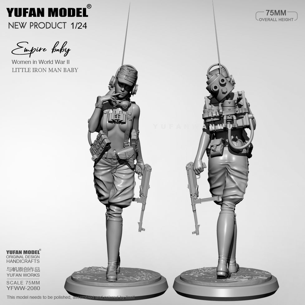 1/24 Resin Model Kit Beautiful Girl Signal Operator WW2 Uniform Pin Up YFWW-2080 Unpainted