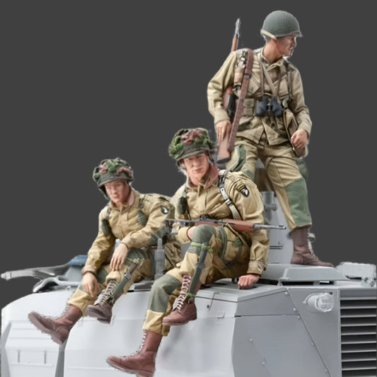 1/16 3pcs Resin Model Kit US Army Airborne Tank Riders WW2 (no tank) Unpainted