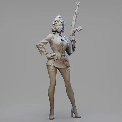1/28 - 1/20 Resin Model Kit Modern Asian Beautiful Girl Soldier Pin Up Unpainted