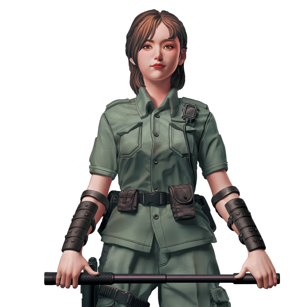 1/35 1/14 Resin Model Kit Modern Asian Beautiful Girl Police Uniform Pin Up Unpainted