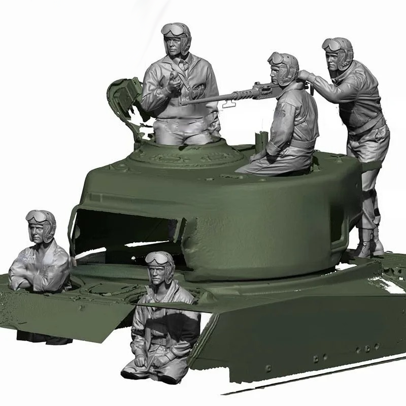 1/16 5pcs Resin Model Kit US Army Tank Crew WW2 (no tank) Unpainted