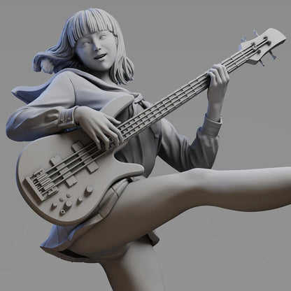 1/28 1/22 Resin Model Kit Modern Asian Beautiful Girl Guitar Player Unpainted