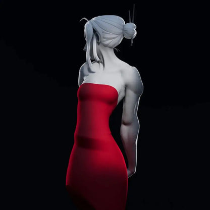 130mm BUST Resin Model Kit Modern Beautiful Girl in Red Evening Dress Unpainted