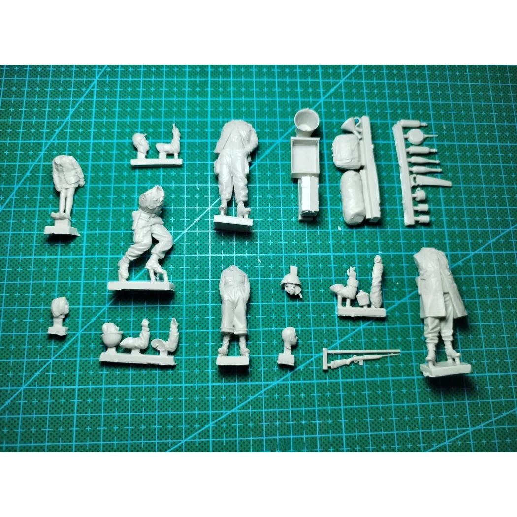 1/35 5pcs Resin Model Kit US Army Soldiers with Children WW2 (no car) Unpainted
