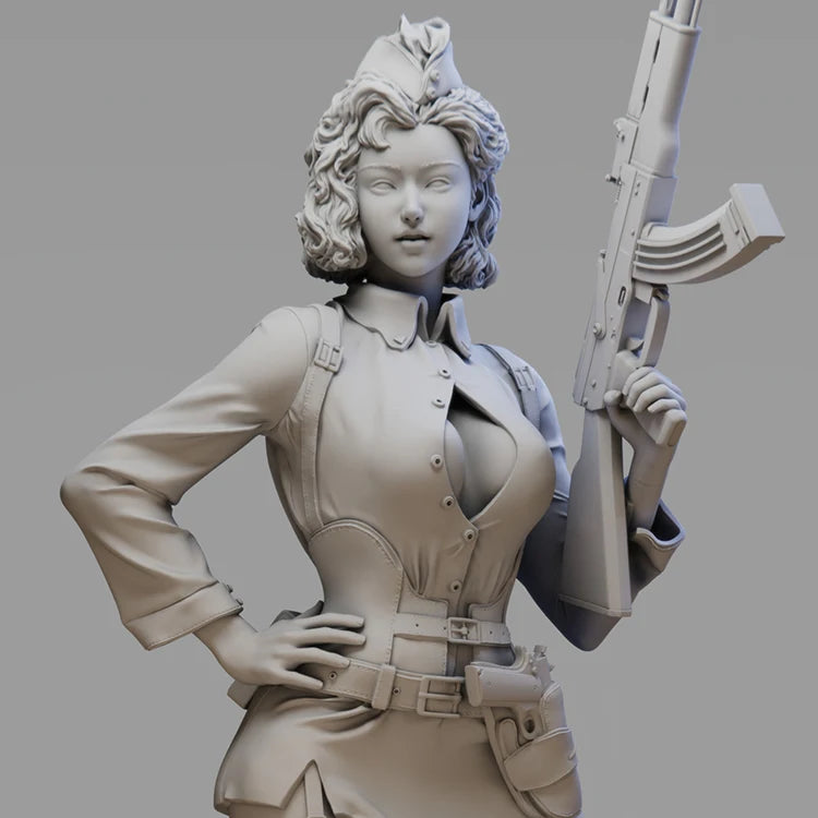 1/28 - 1/20 Resin Model Kit Modern Asian Beautiful Girl Soldier Pin Up Unpainted