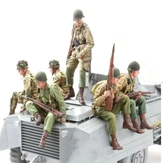 1/16 6pcs Resin Model Kit US Army Airborne Tank Riders WW2 (no tank) Unpainted