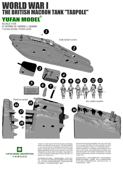 1/35 6pcs Resin Model Kit British Soldiers Tank Crew (with base) WW1 Unpainted YFWW-2258