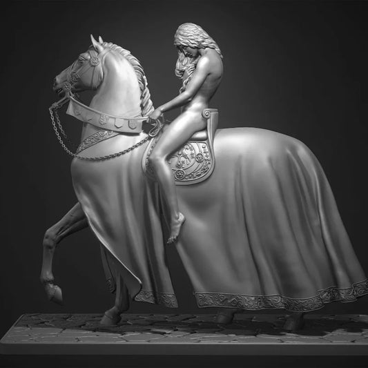 1/22 Resin Model Kit Beautiful Girl on a Horse Unpainted