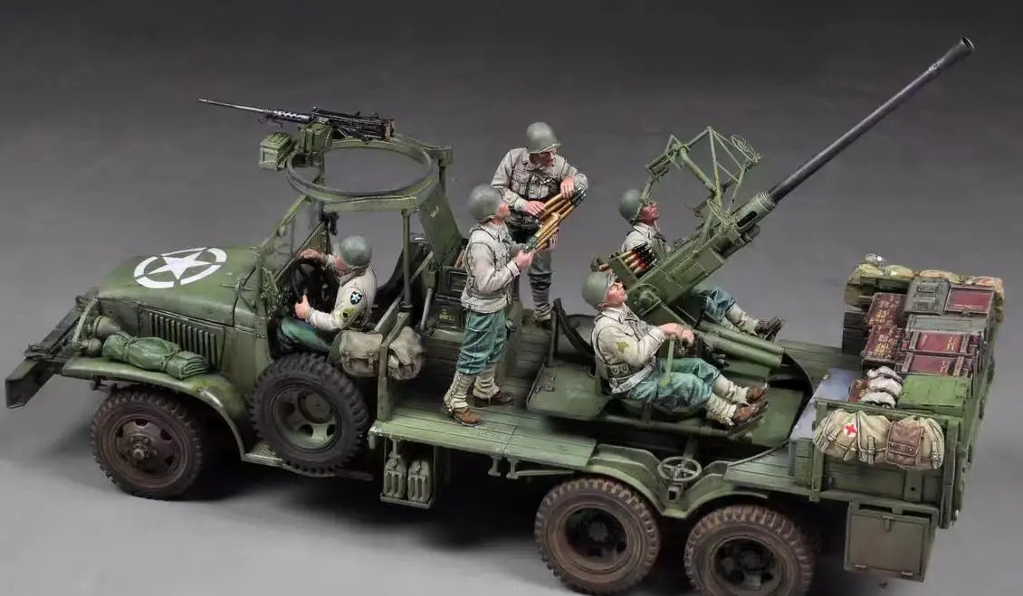 1/35 5pcs Resin Model Kit US Army Artillery Crew (no gun no car) WW2 Unpainted