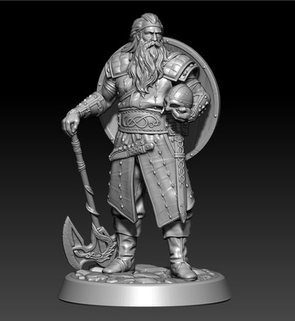1/18 100mm 3D Print Model Kit Barbarian Warrior Viking Chief Unpainted