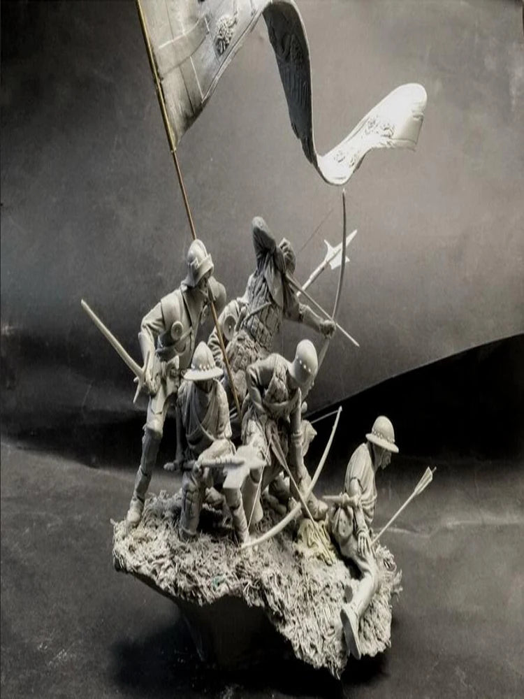 1/24 6pcs Resin Model Kit Medieval Knights Wars of the Roses (with Base) Unpainted