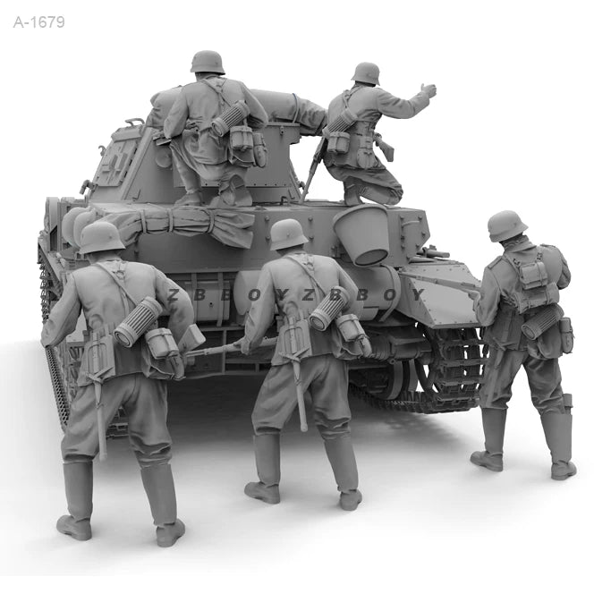 1/35 5pcs Resin Model Kit German Soldiers Assault Raiders WW2 (no tank) Unpainted